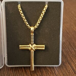 Rehoboth Baseball Bat Cross Pendant Necklace  With 24" Stainless Steel Chain